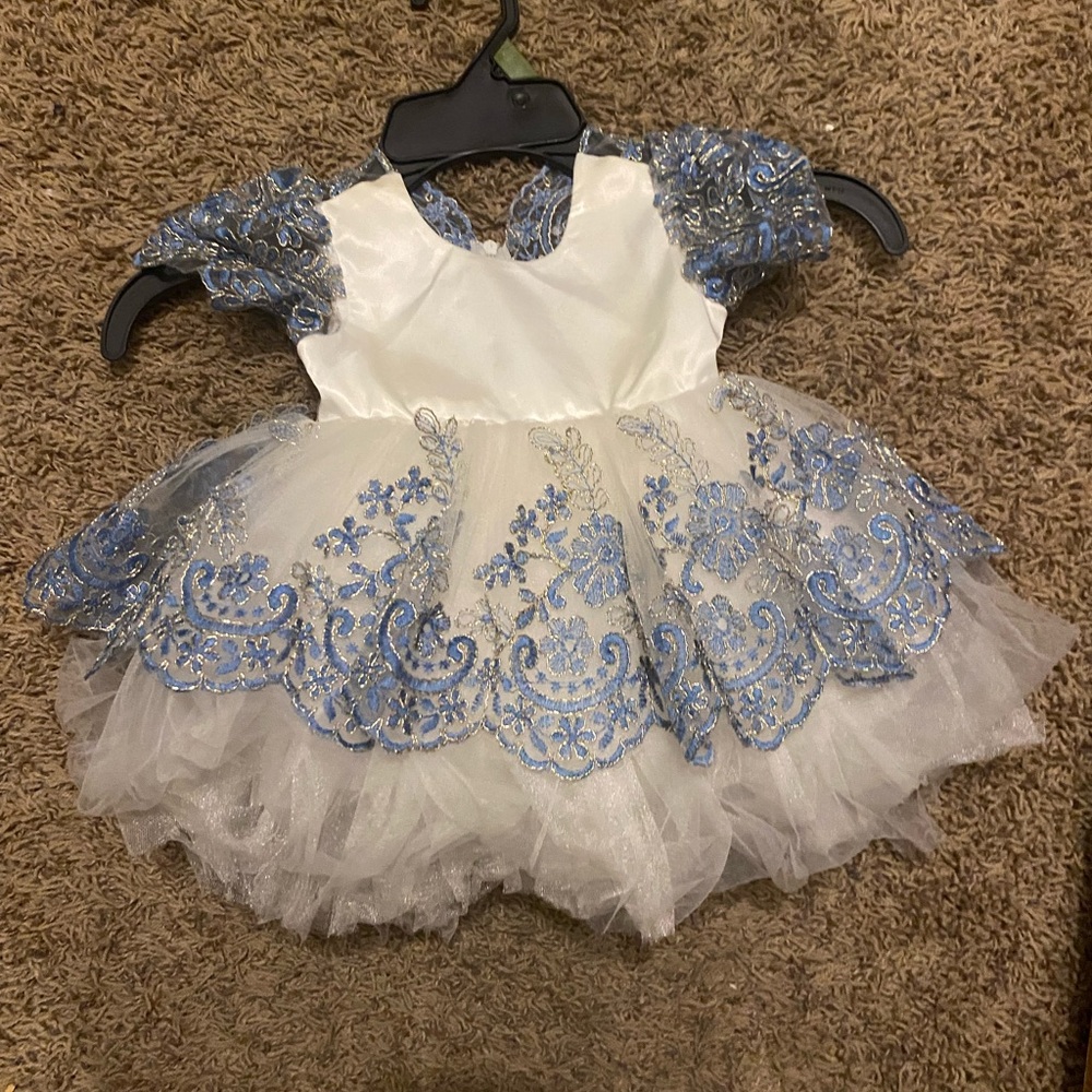 Elegant Blue and White Kids  Dress